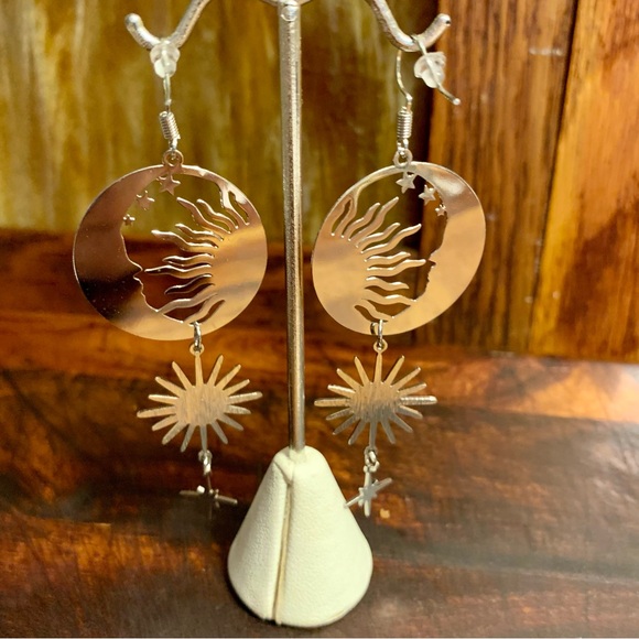The Moon The Sun and the Stars Boho Dangler Earrings - Picture 5 of 6